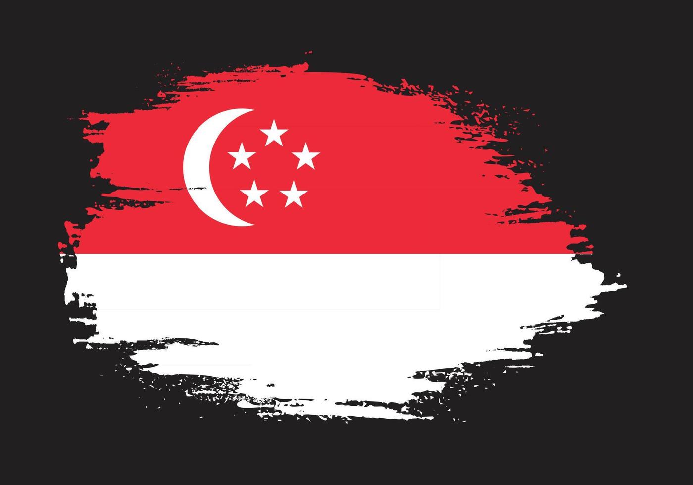 Ink paint brush stroke frame Singapore flag vector