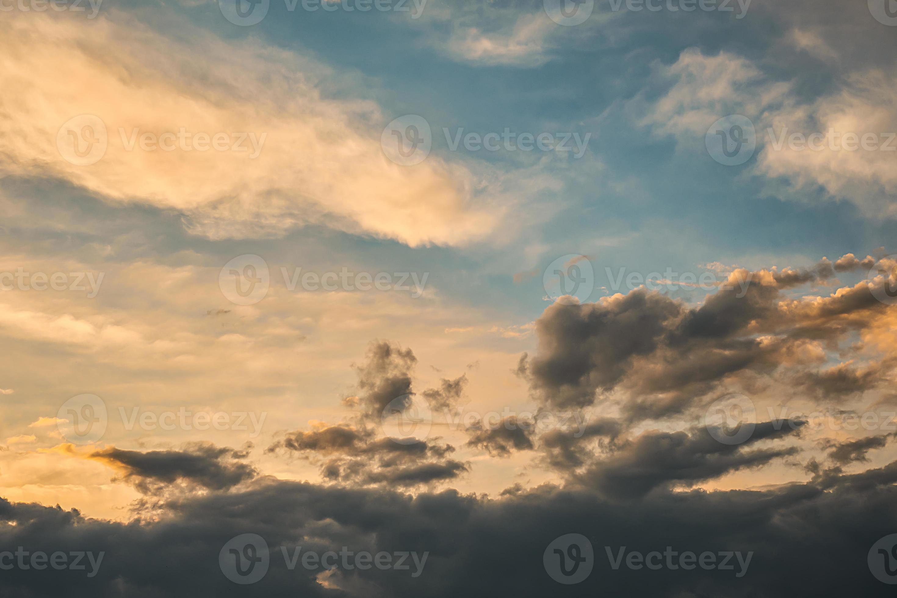 gloomy sky at sunset, contrast of black storm clouds and sky