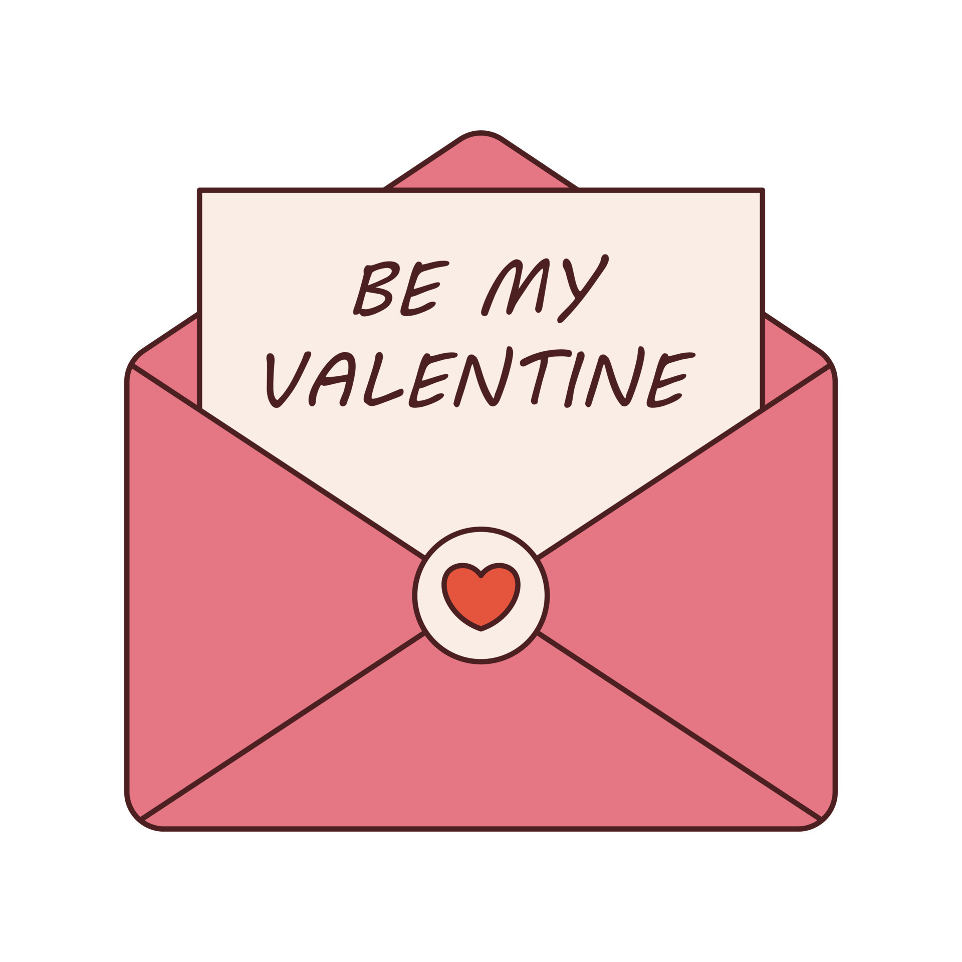 Vector love letter with be my valentine text in retro style. Y2k pink