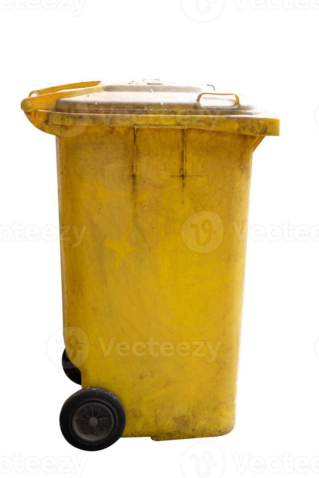 yellow trash can clean dustbin disposal recycling 17343362 Stock Photo