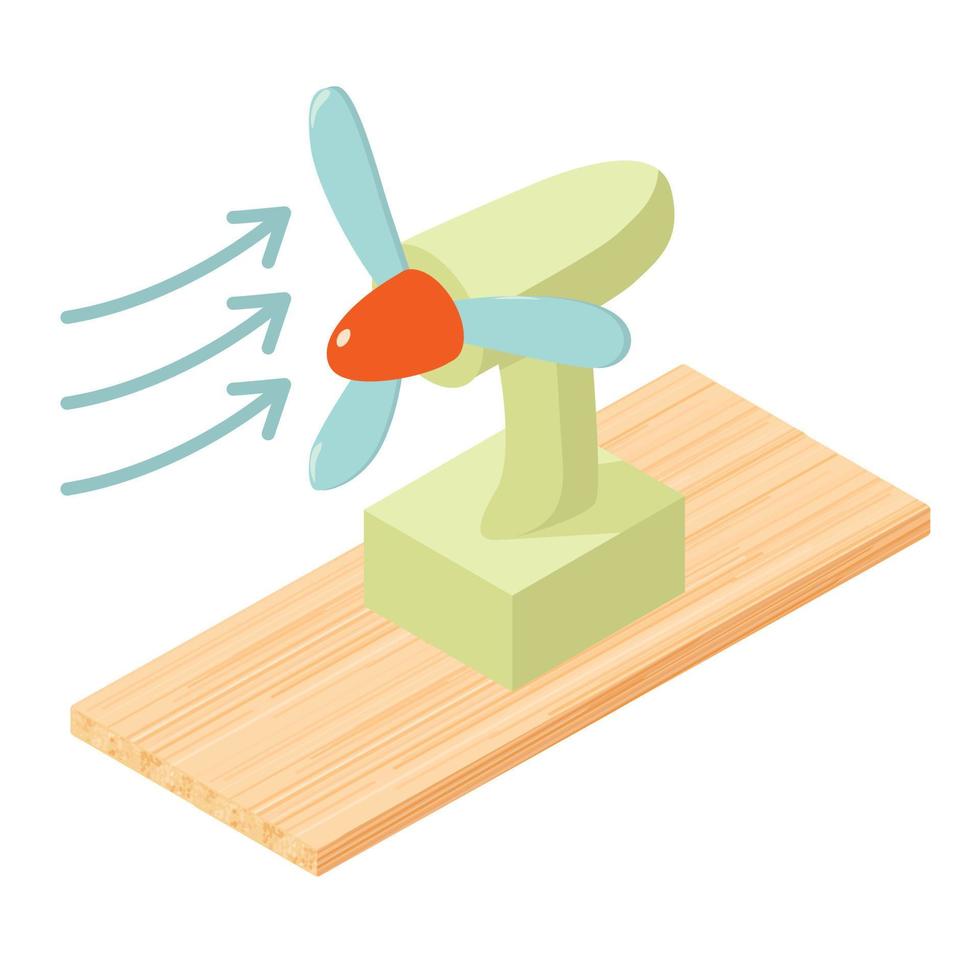 Wind energy icon isometric vector. Airflow blowing on new turned table fan icon vector