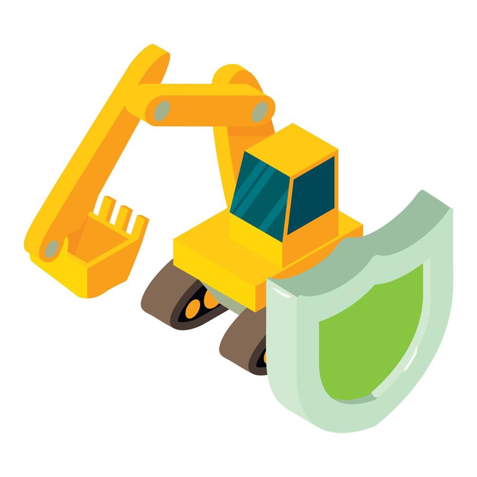 Construction machinery icon isometric vector. Shield construction excavator icon vector