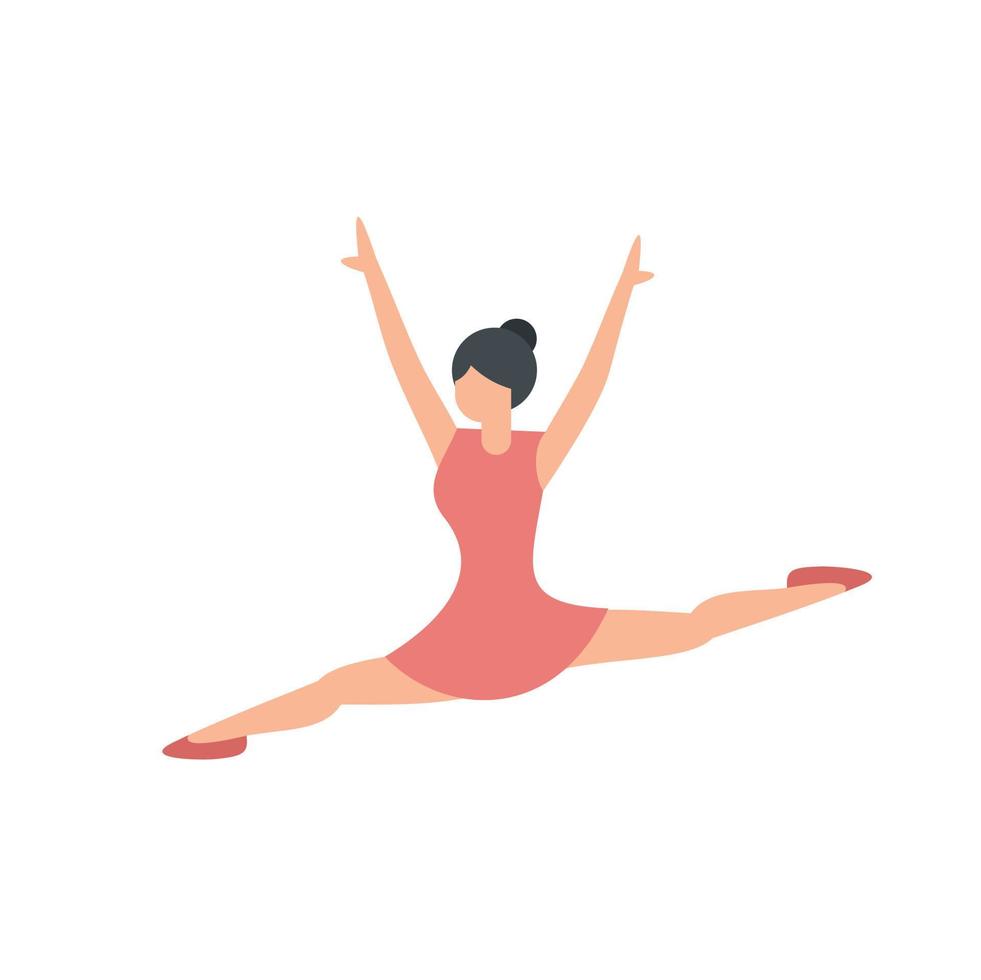 Ballerina jump icon flat vector. Ballet silhouette dance vector