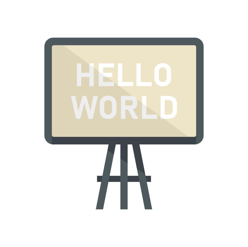 Hello world board icon flat vector. Foreign teacher vector