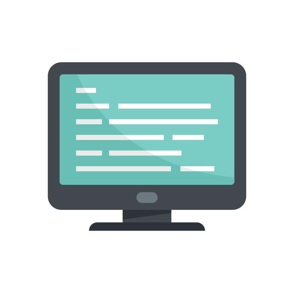 vector plano del icono del monitor de programación. software web de computadora