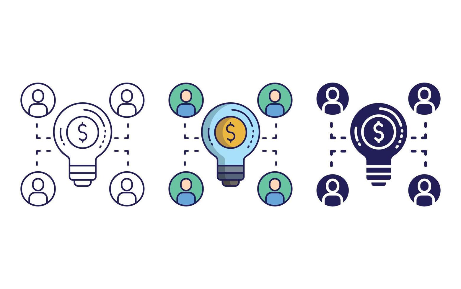 Crowdfunding idea bulb icon vector