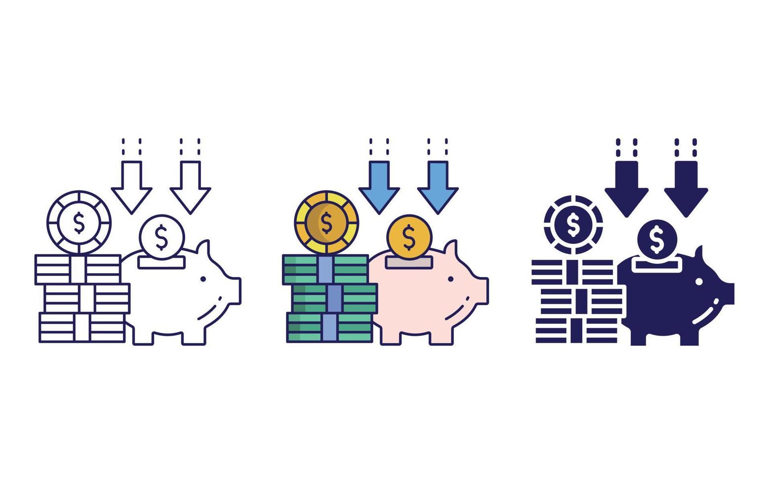 ahorro de dinero, icono de cerdito vector