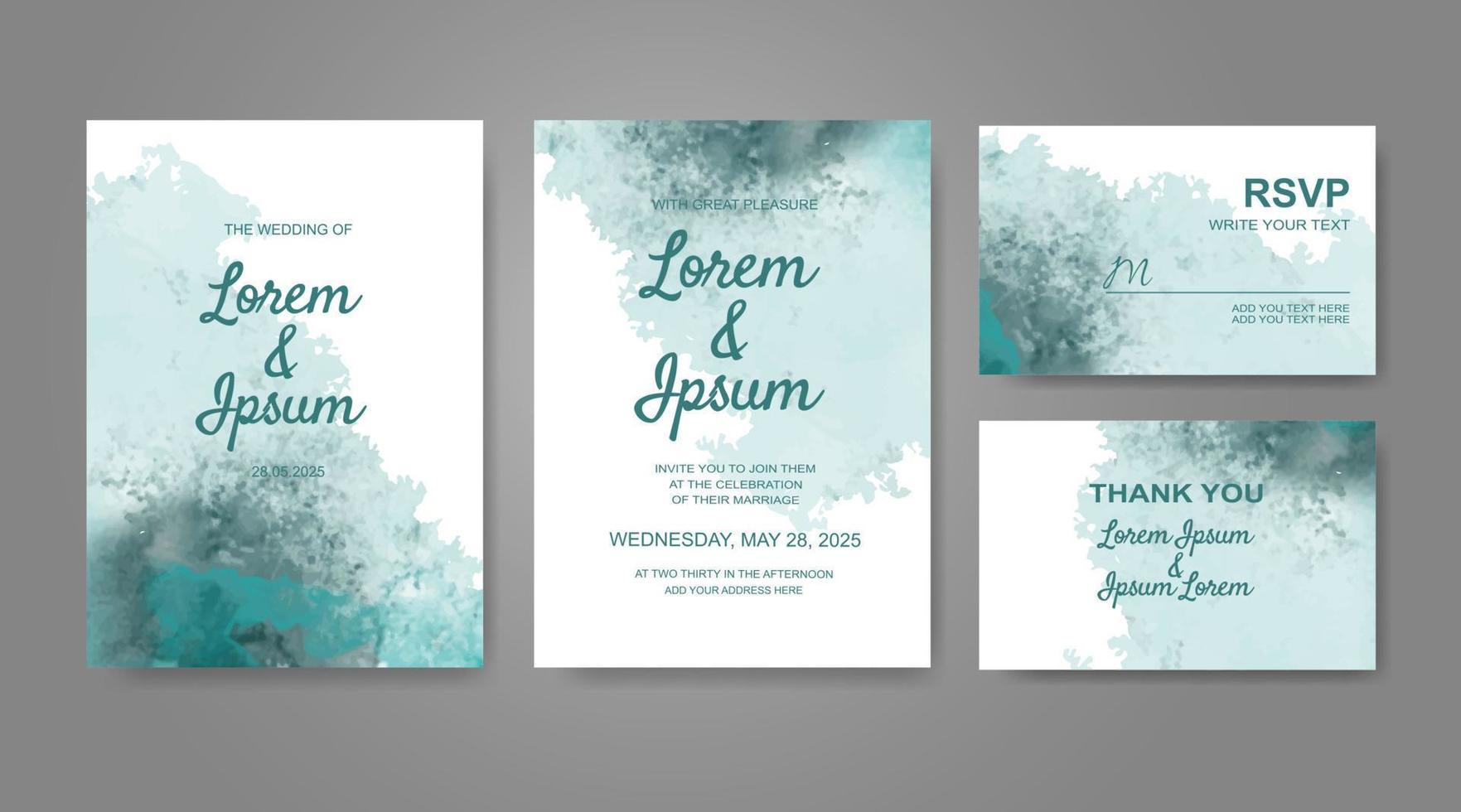 Wedding invitation with abstract watercolor background vector