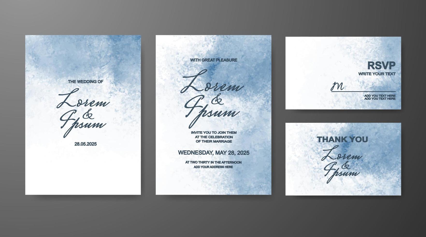 Wedding invitation with abstract watercolor background vector