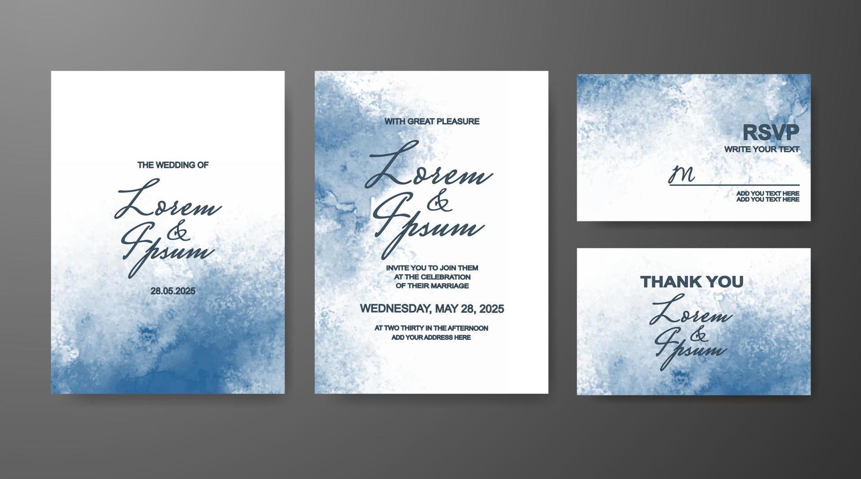 Wedding invitation with abstract watercolor background vector