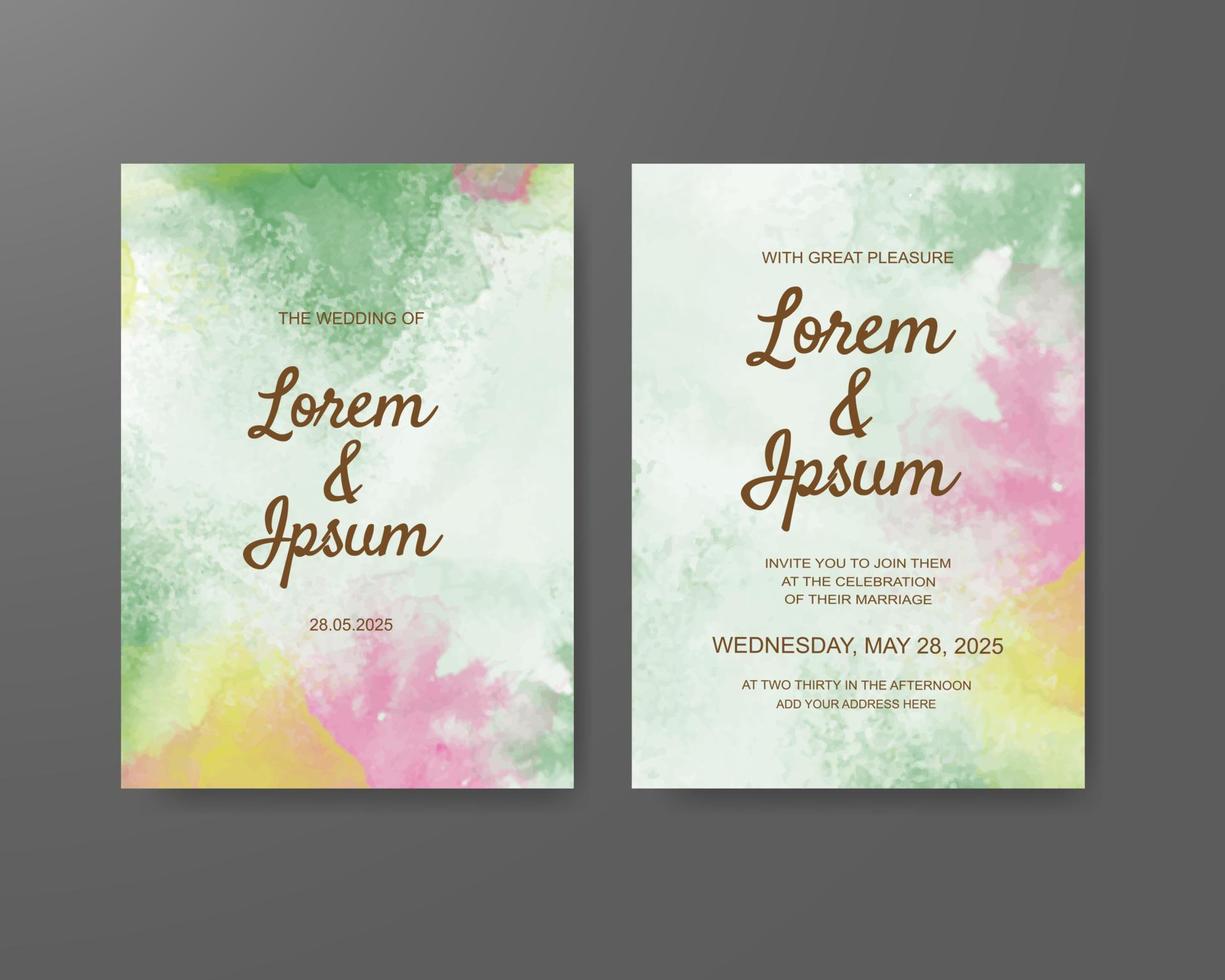 Wedding invitation with abstract watercolor background vector