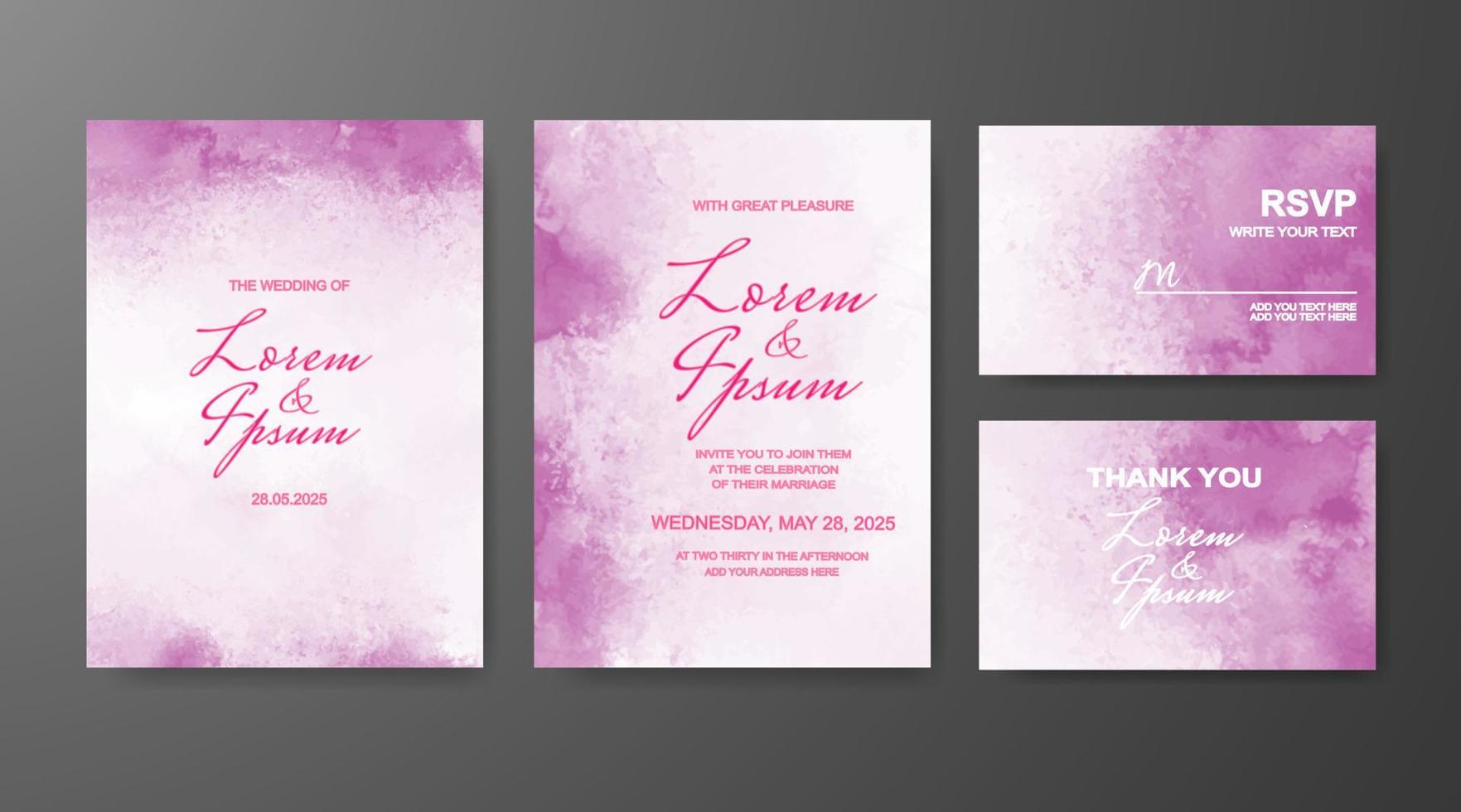 Wedding invitation with abstract watercolor background vector