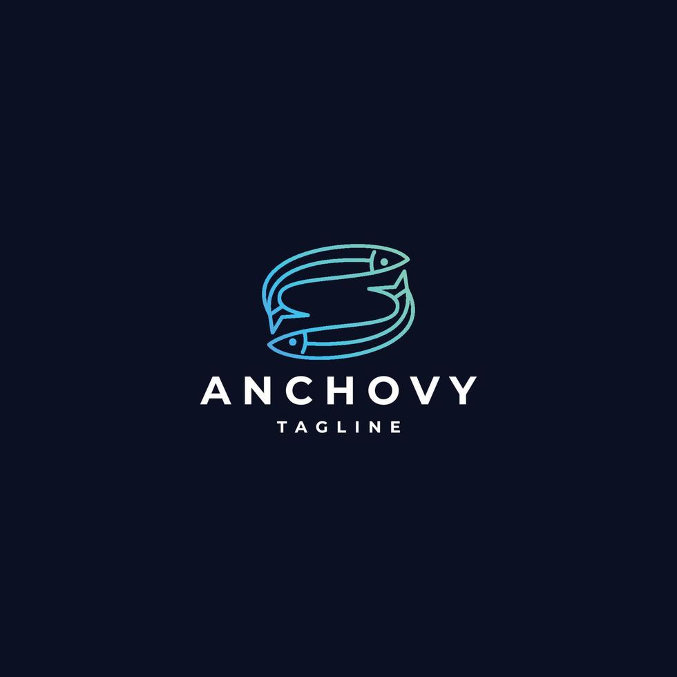 vector de icono de diseño de logotipo de anchoa