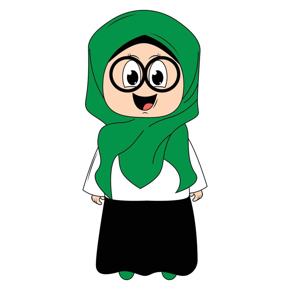 cute girl cartoon with hijab vector