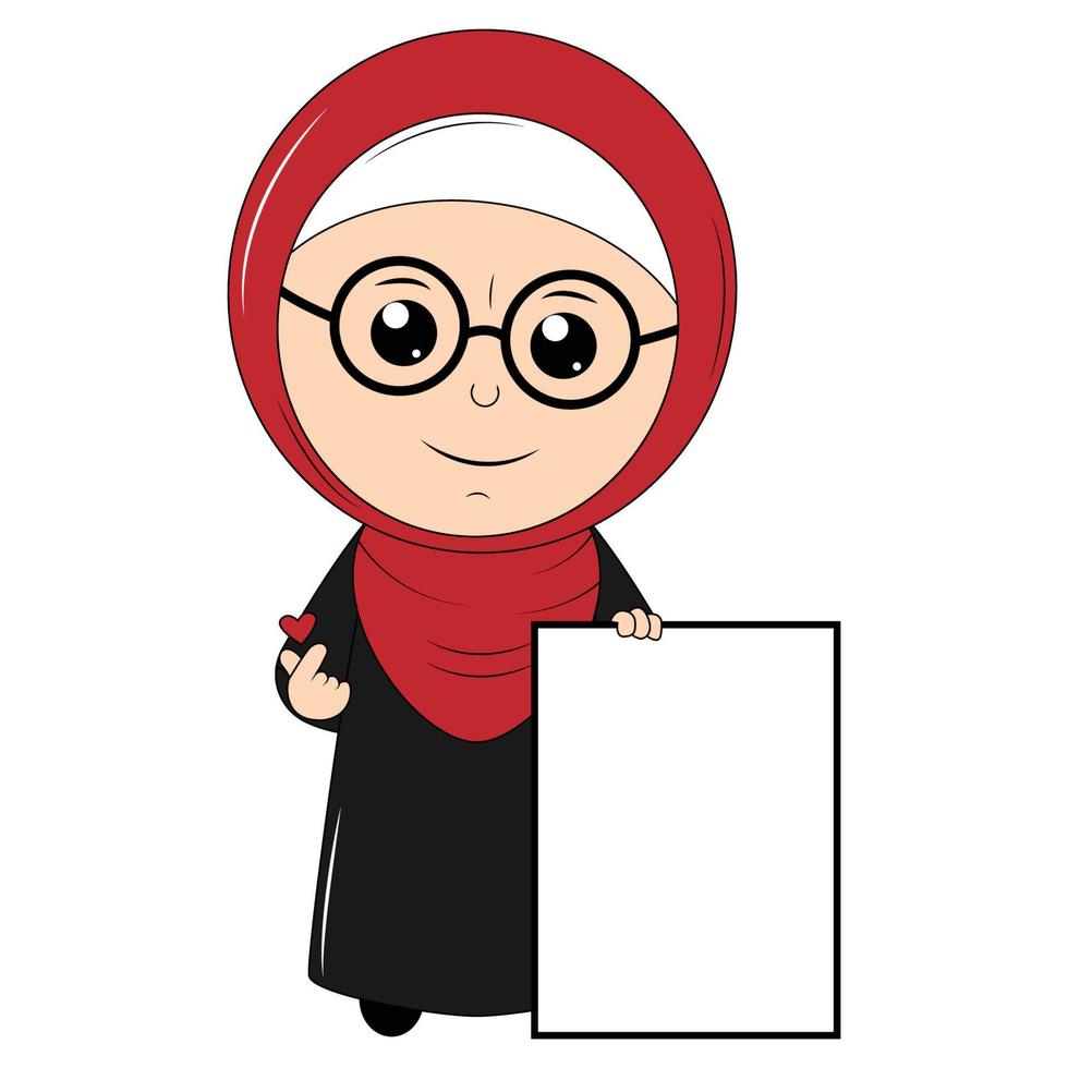 cute girl cartoon with hijab vector