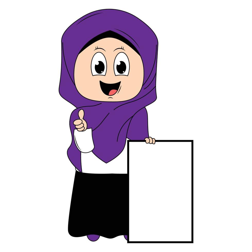 cute girl cartoon with hijab vector