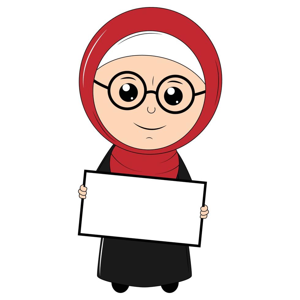 linda chica de dibujos animados con hiyab vector