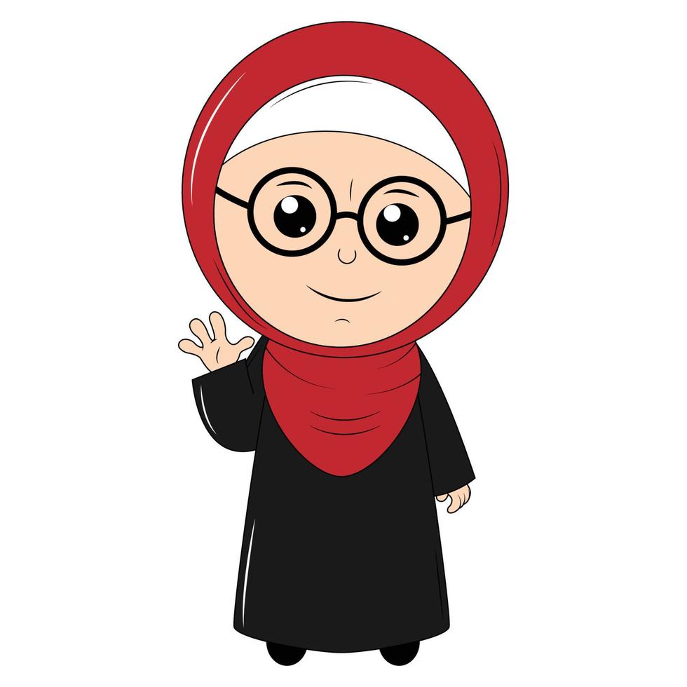 cute girl cartoon with hijab vector