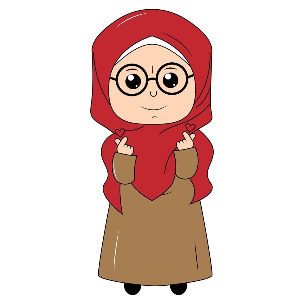 cute girl cartoon with hijab vector