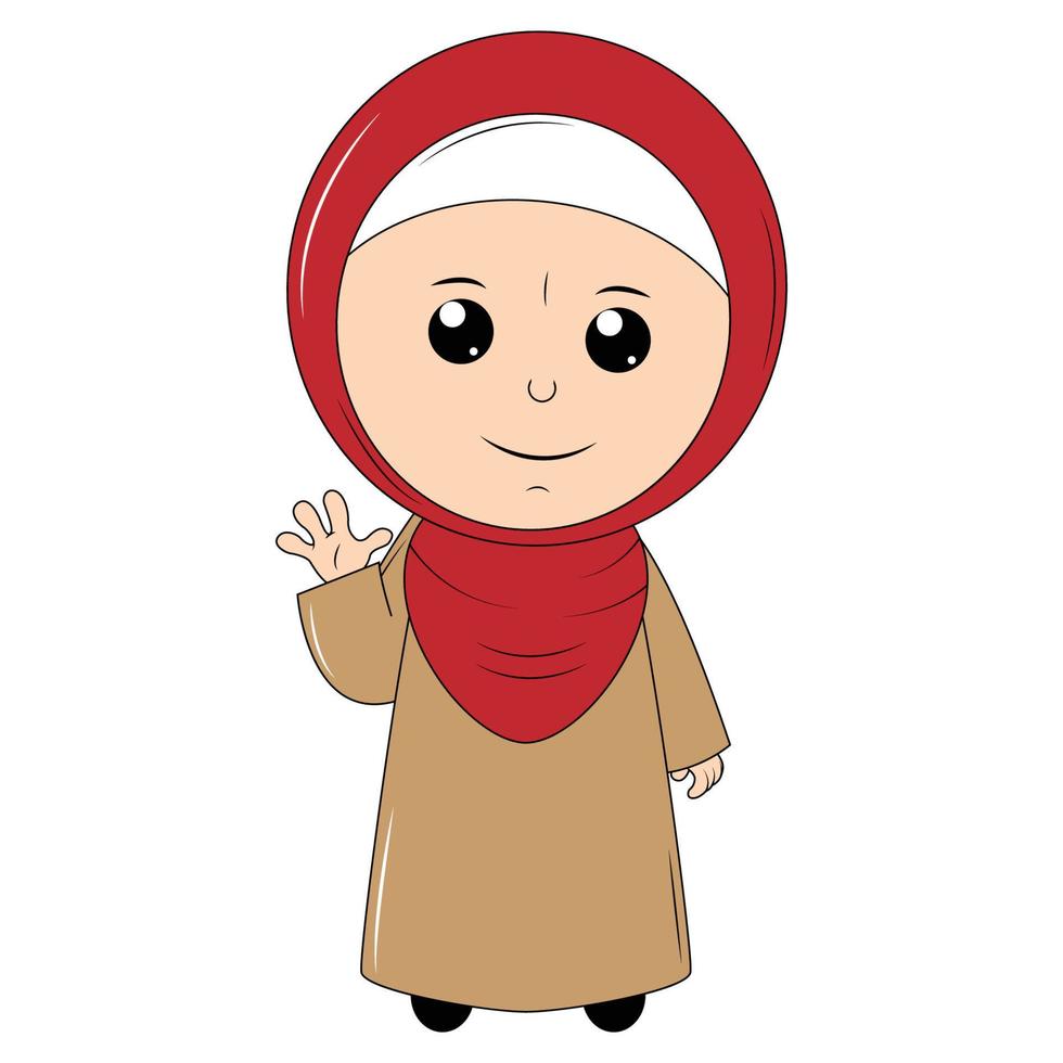 cute girl cartoon with hijab vector