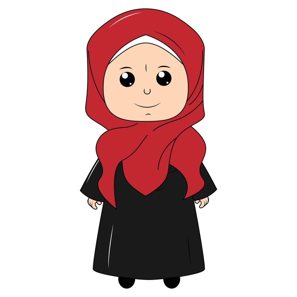 cute girl cartoon with hijab vector