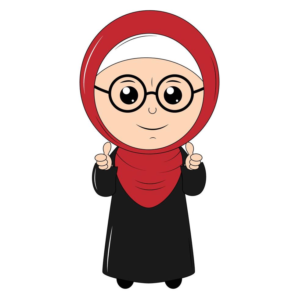 cute girl cartoon with hijab vector