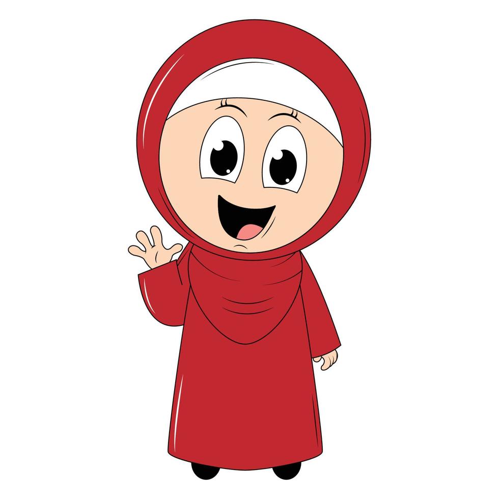 cute girl cartoon with hijab vector