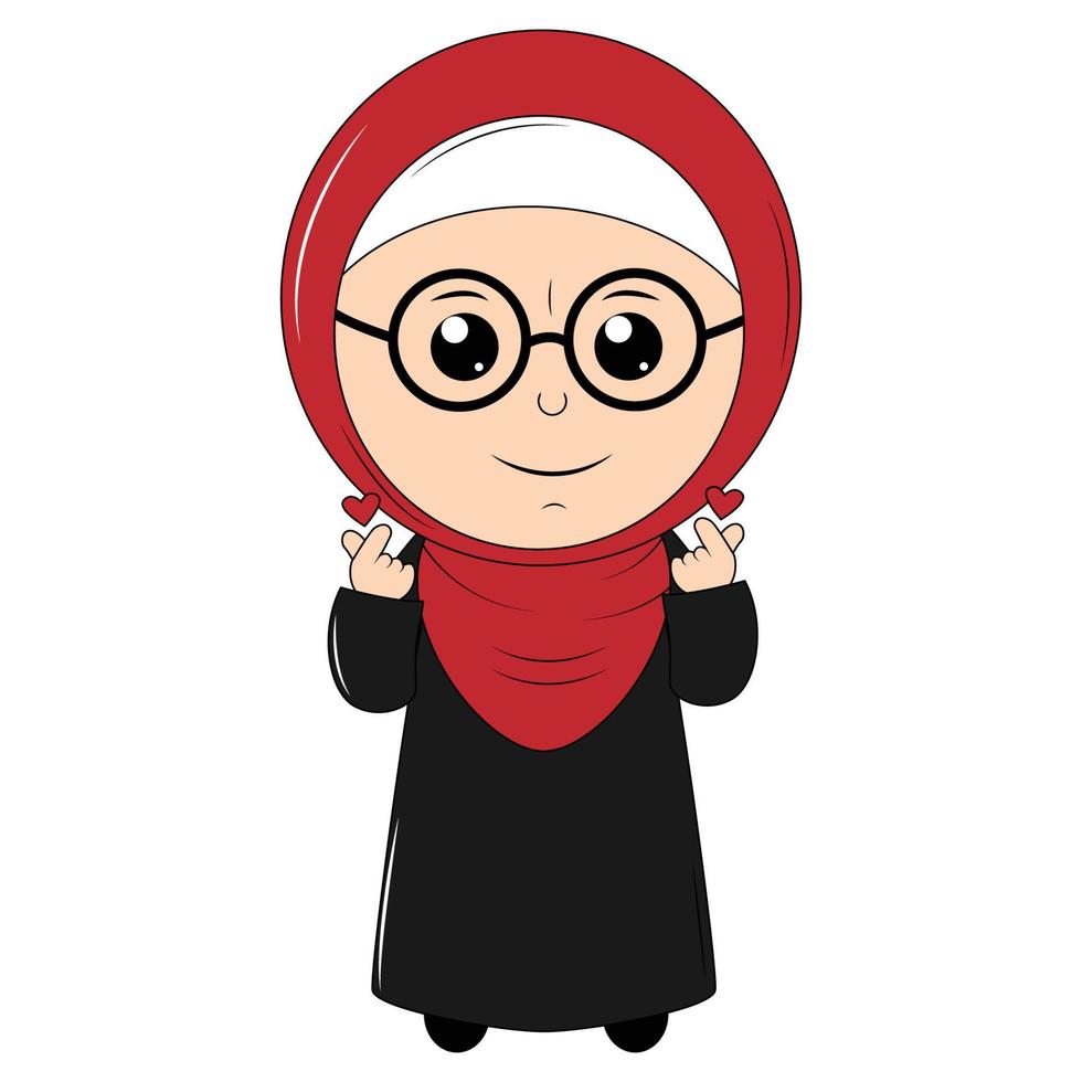 cute girl cartoon with hijab vector