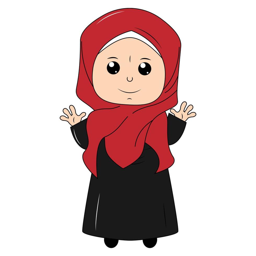 cute girl cartoon with hijab vector