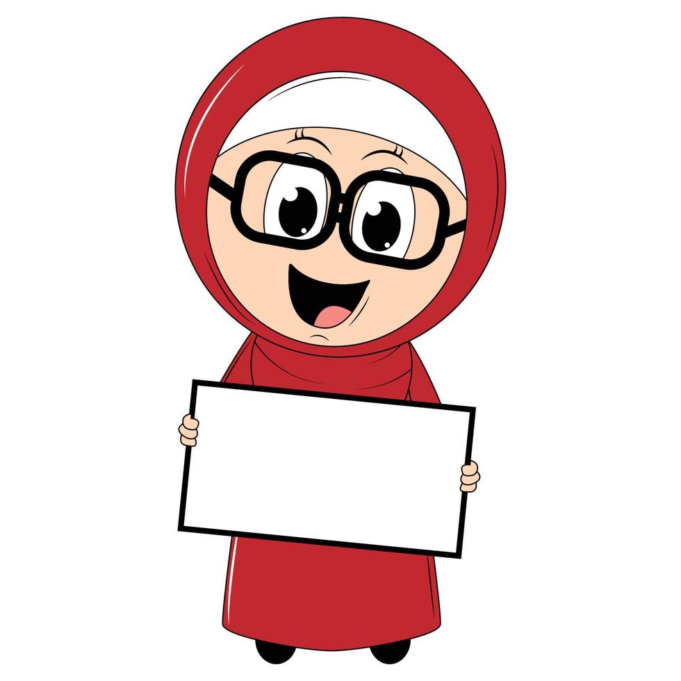 cute girl cartoon with hijab vector