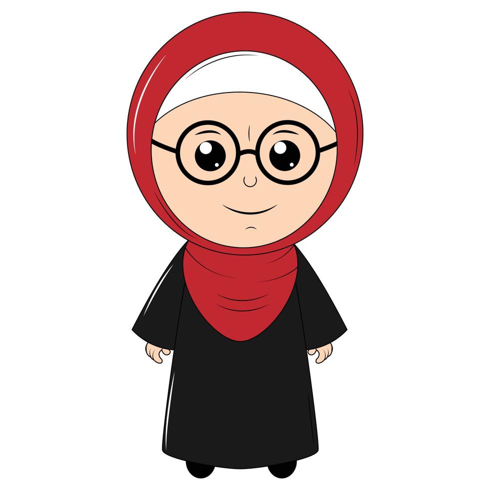 cute girl cartoon with hijab vector
