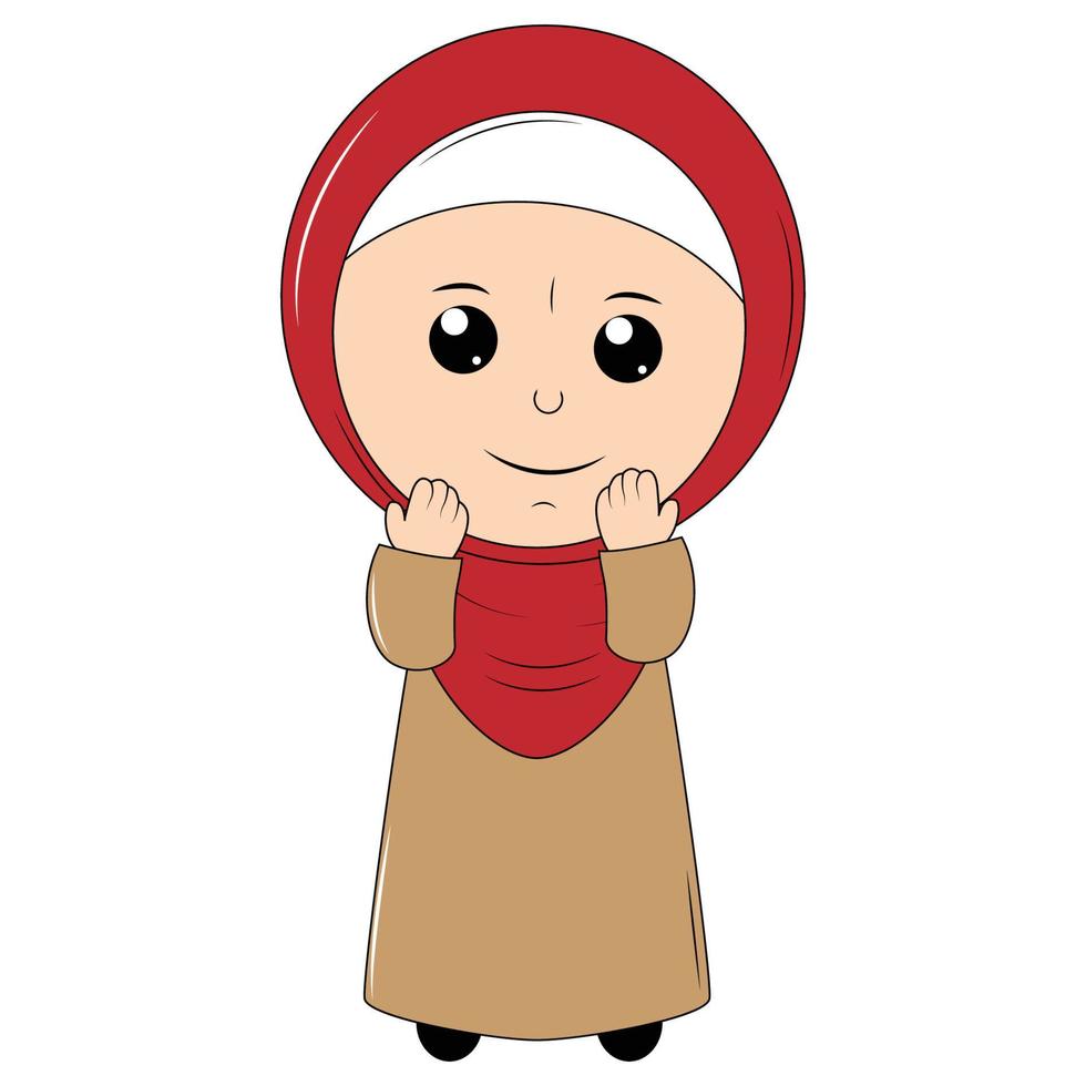 cute girl cartoon with hijab vector