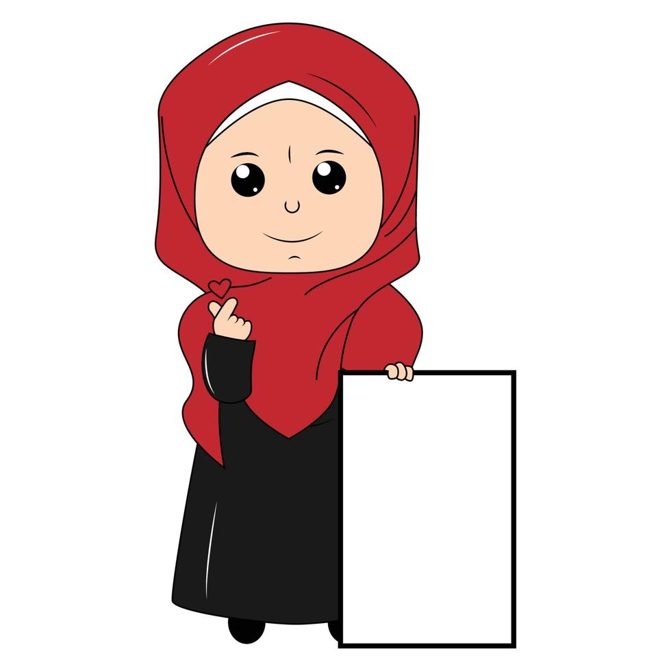 cute girl cartoon with hijab vector