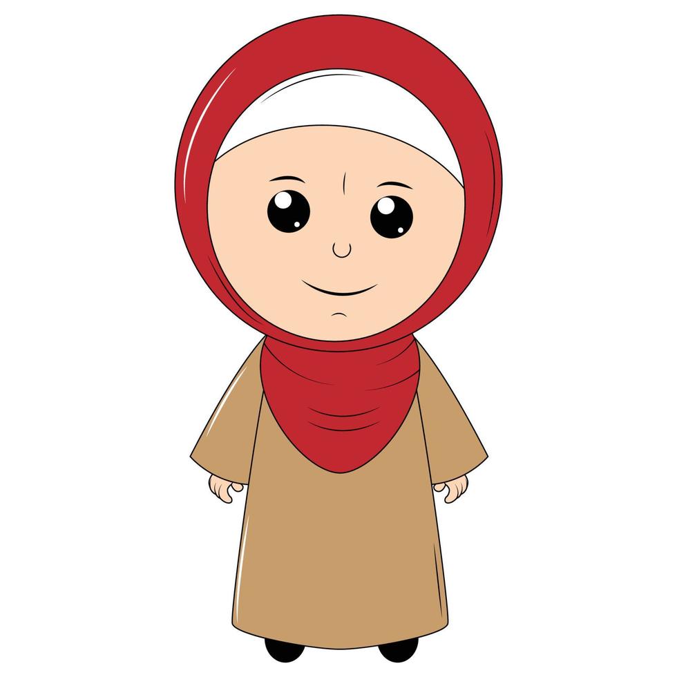 cute girl cartoon with hijab vector