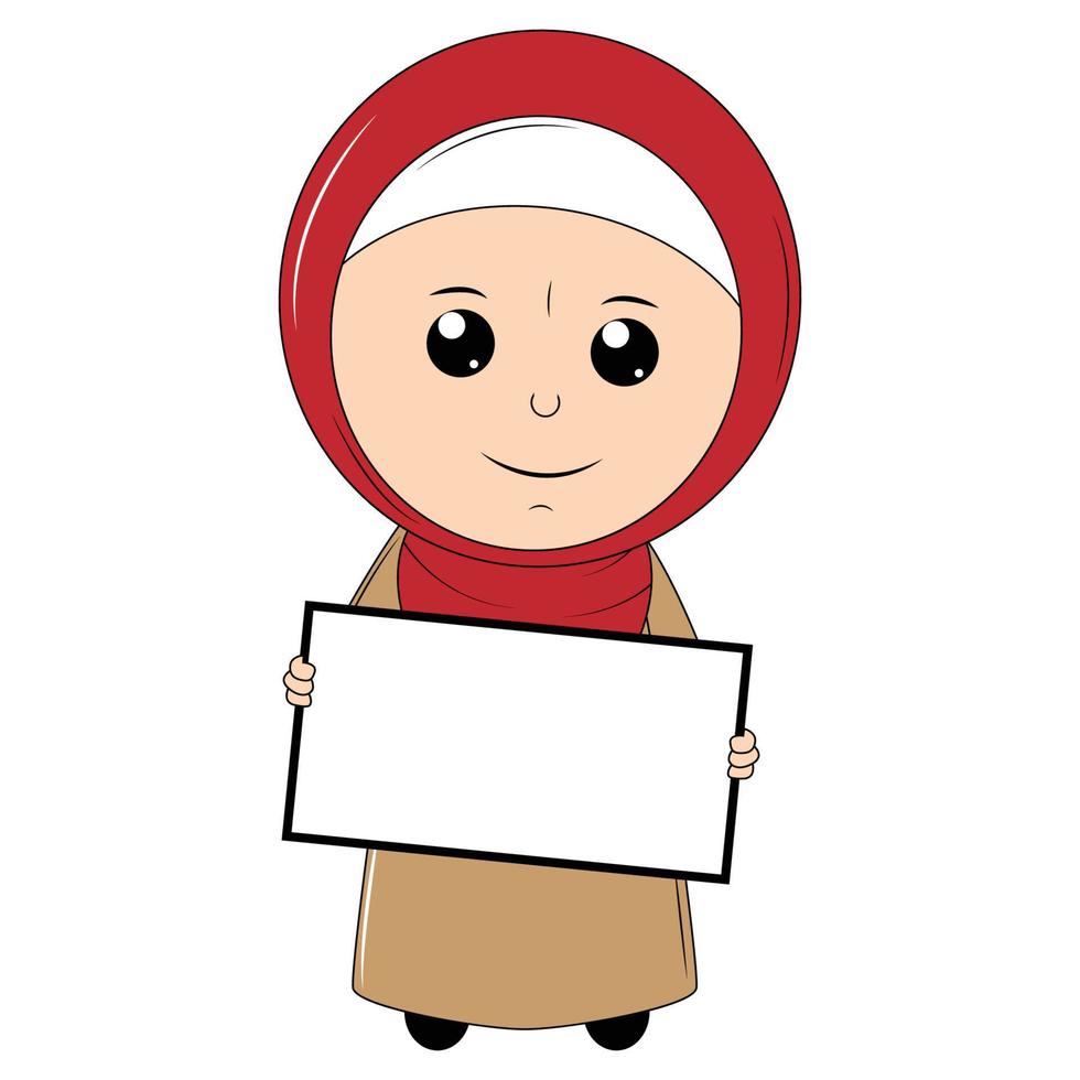 cute girl cartoon with hijab vector