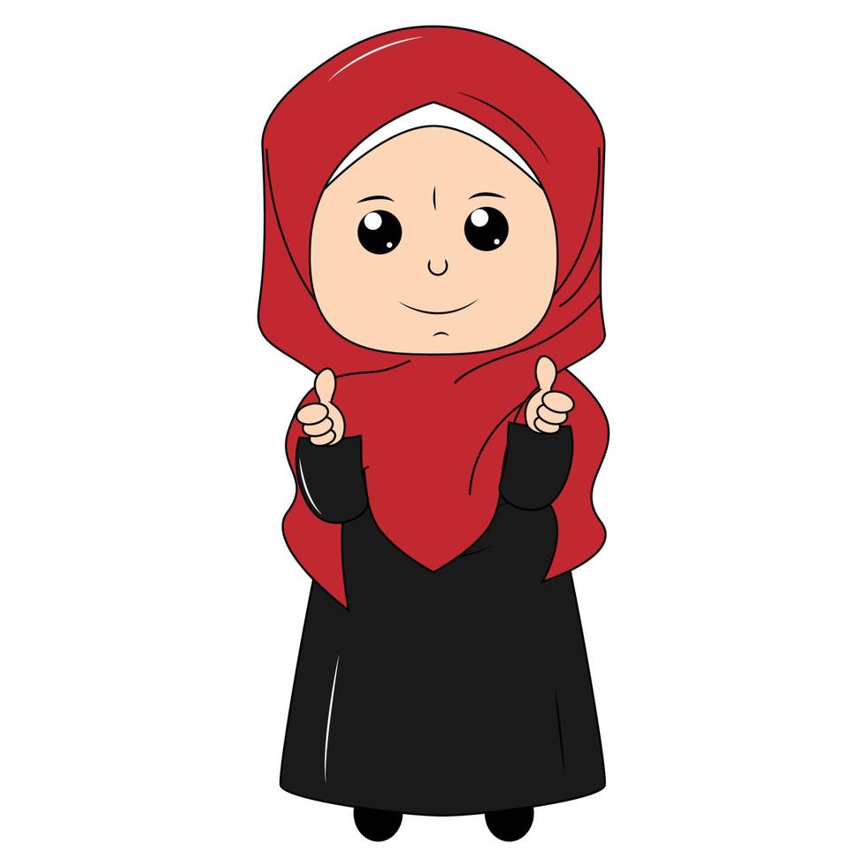 cute girl cartoon with hijab vector