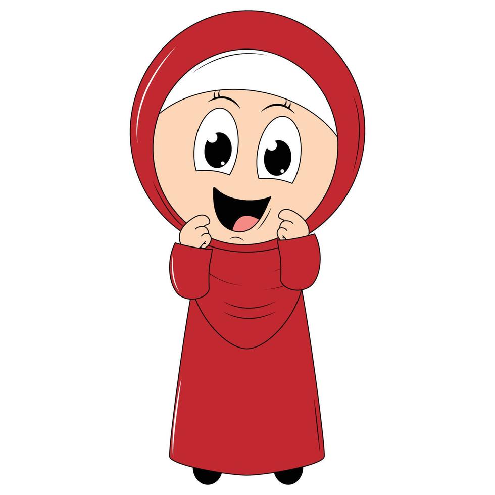 cute girl cartoon with hijab vector