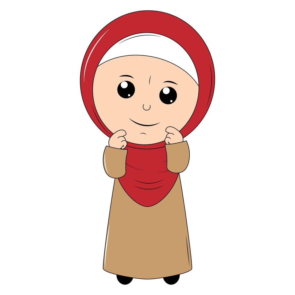 cute girl cartoon with hijab vector