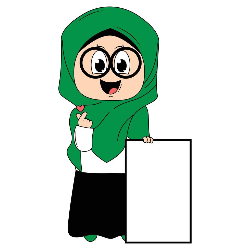 cute girl cartoon with hijab vector