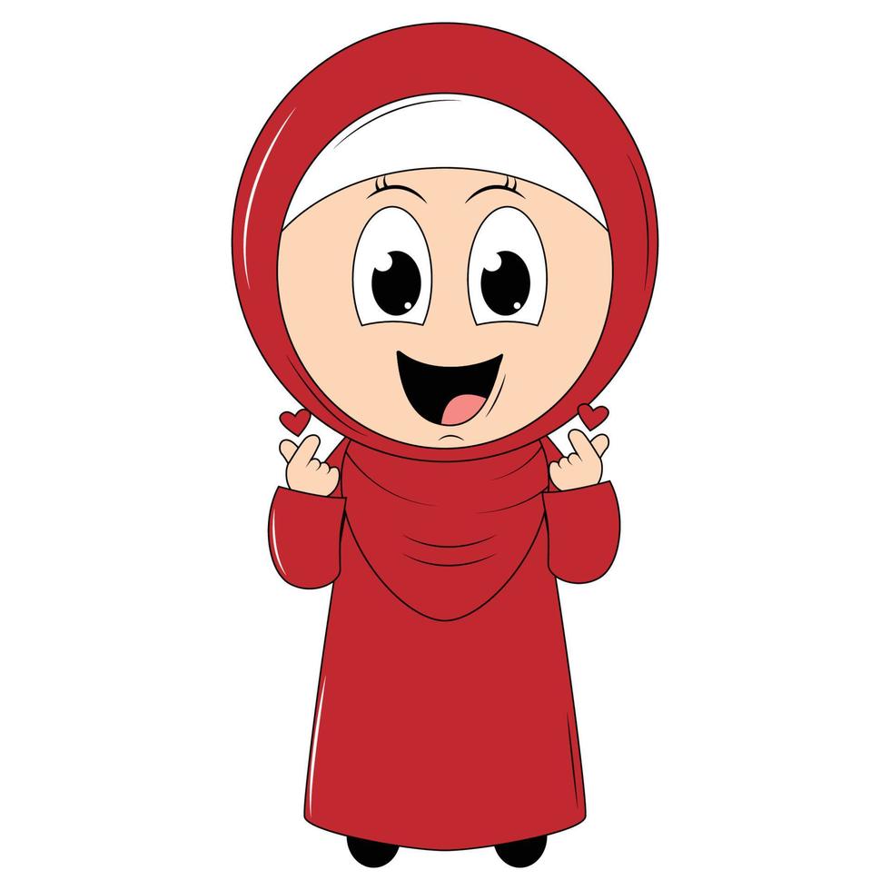 cute girl cartoon with hijab vector