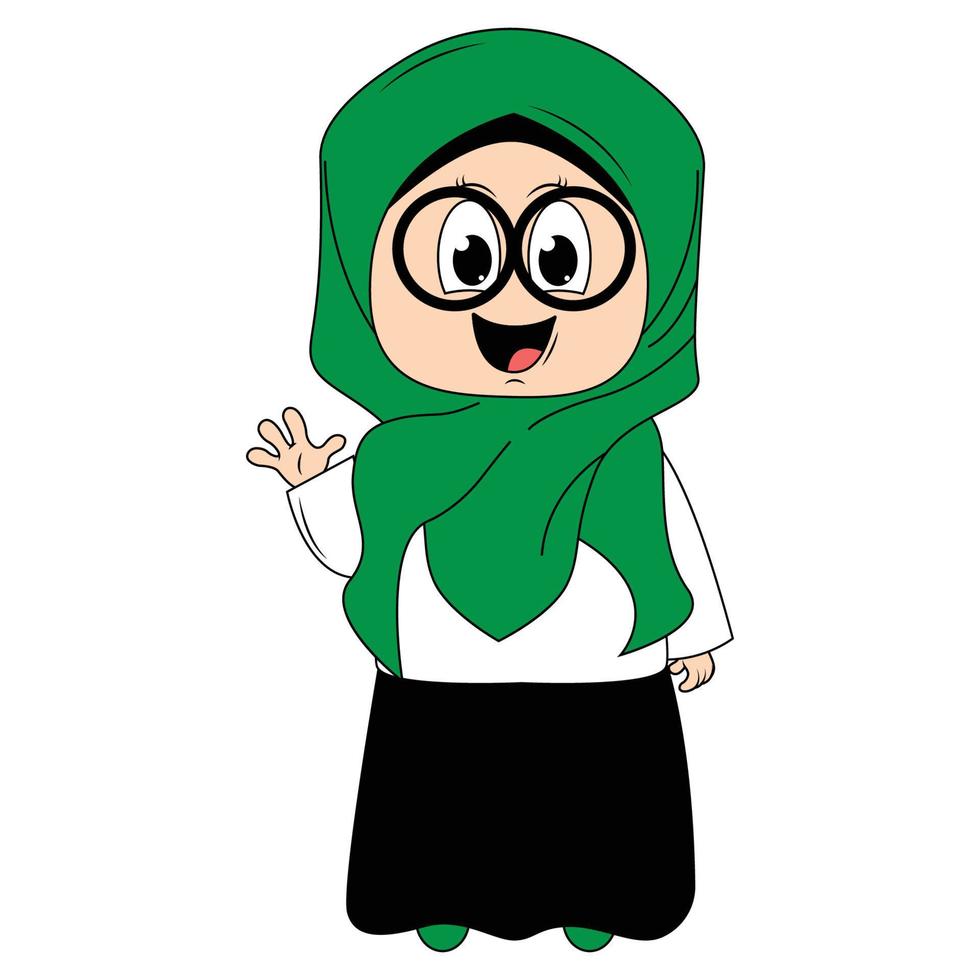 linda chica de dibujos animados con hiyab vector