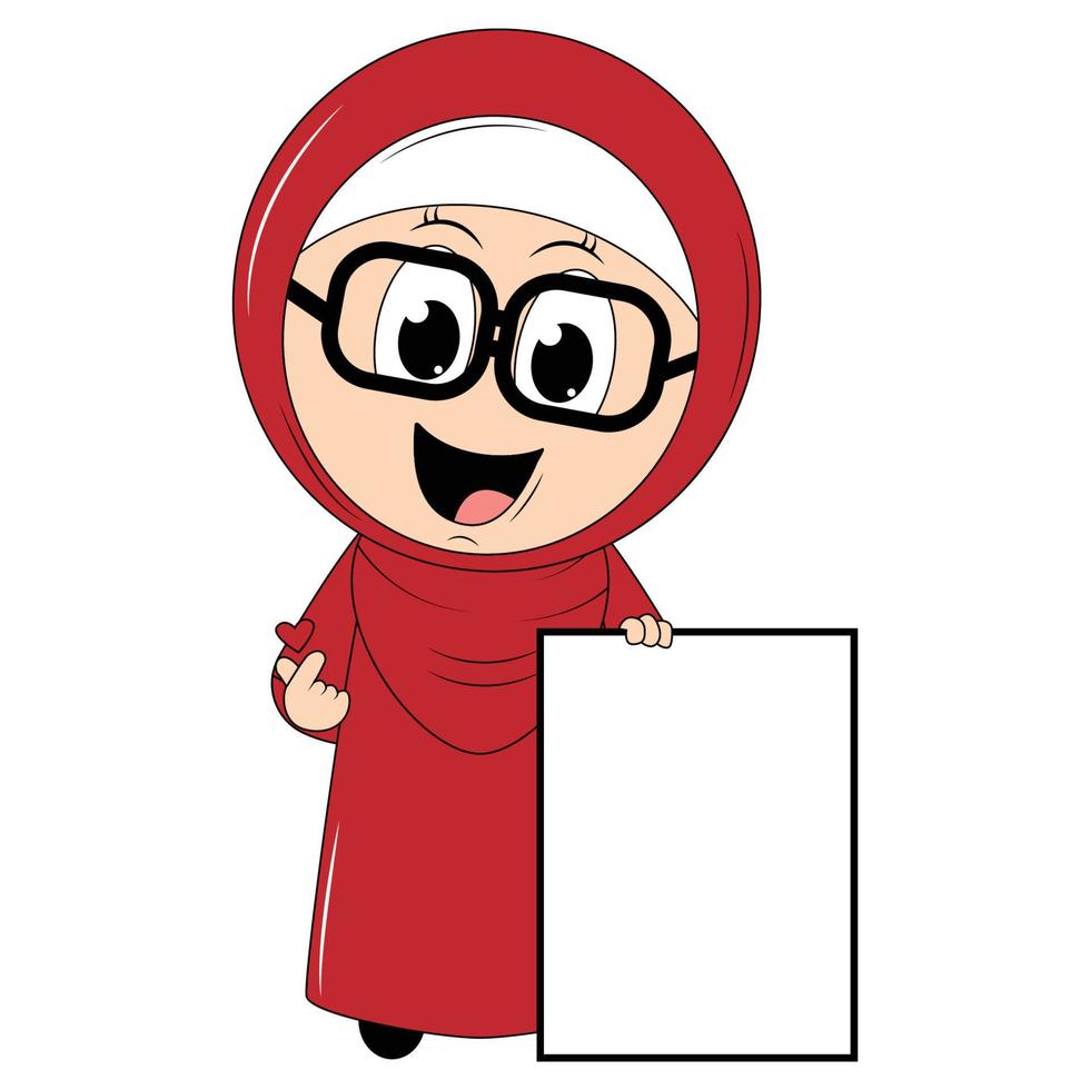 cute girl cartoon with hijab vector