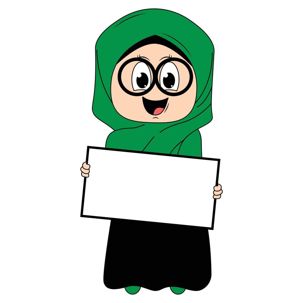 cute girl cartoon with hijab vector