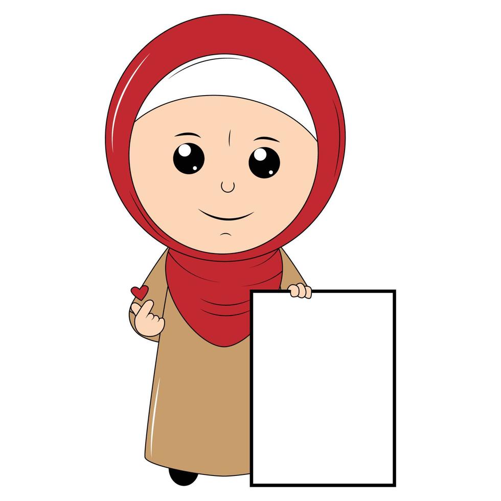 cute girl cartoon with hijab vector