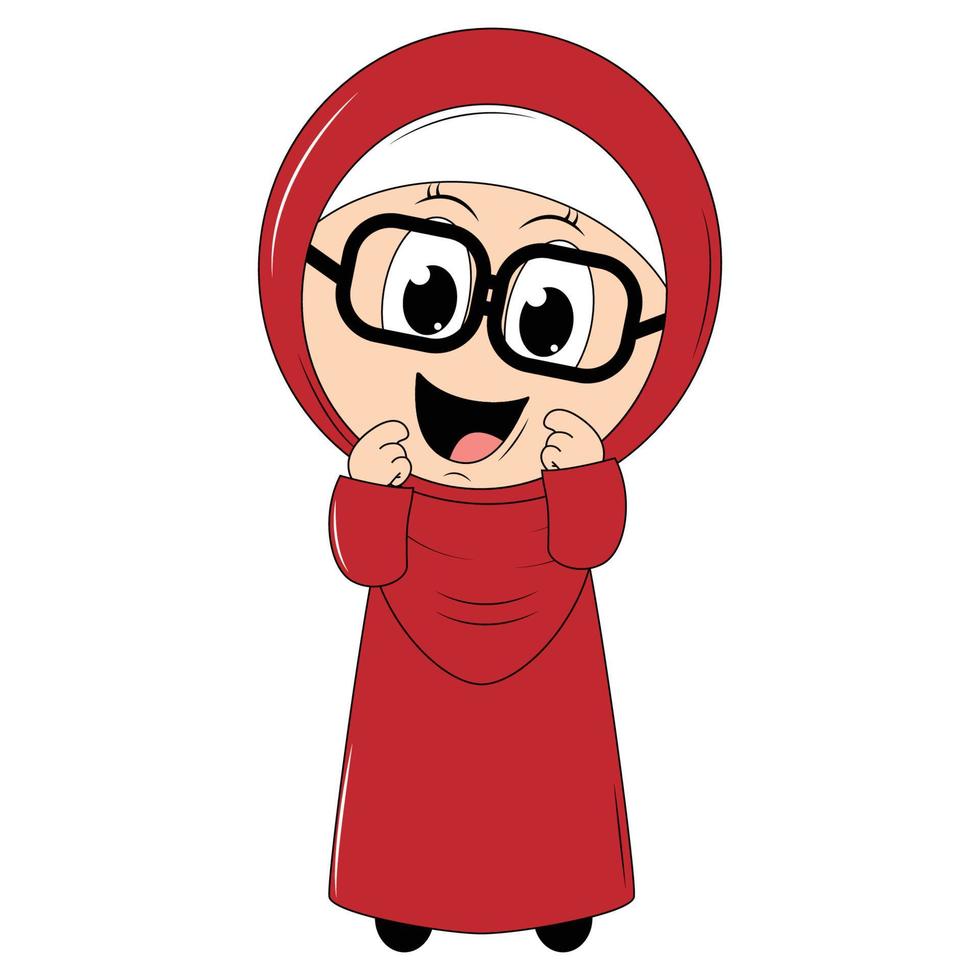 cute girl cartoon with hijab vector