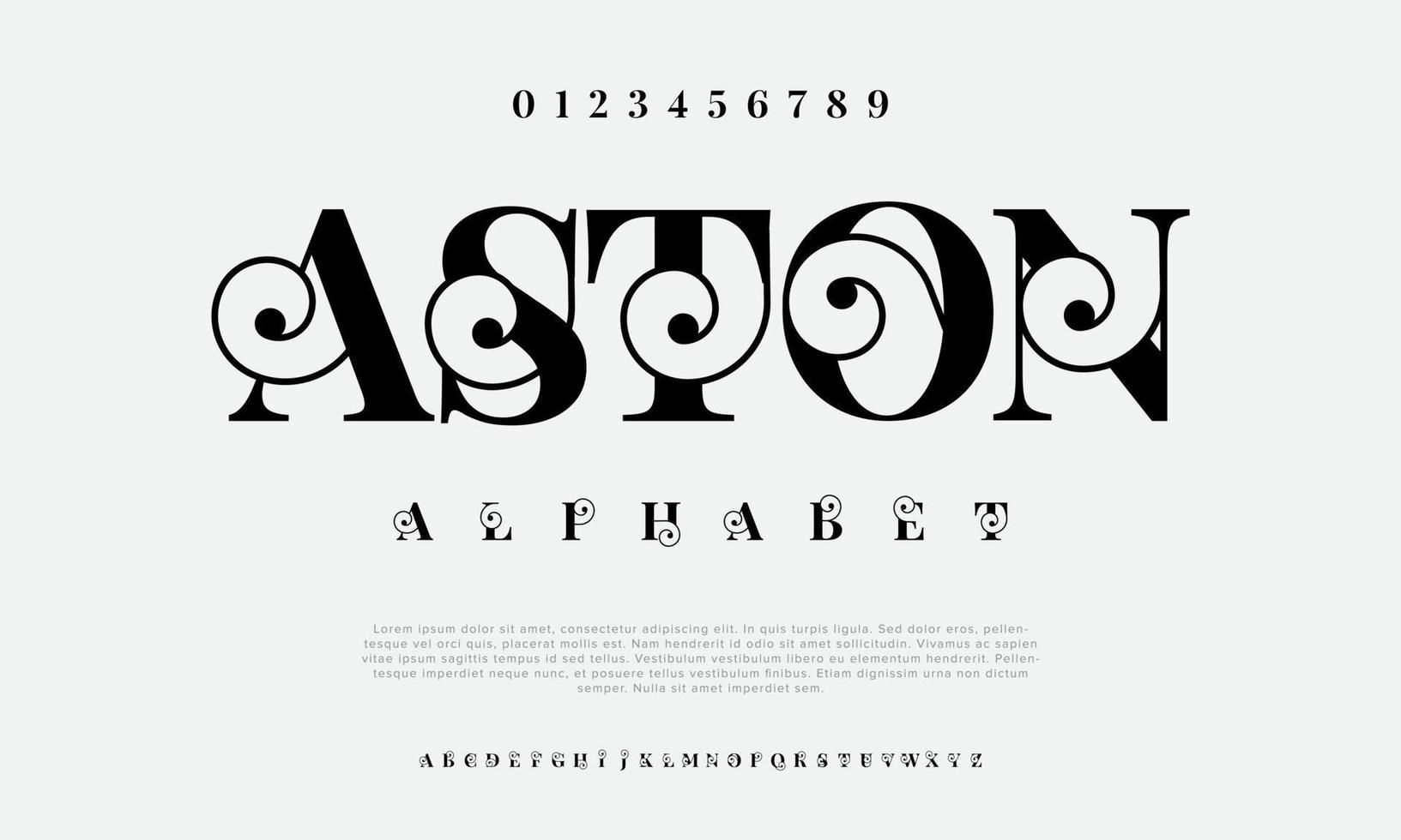 Aston luxury elegant typography. Vintage font for wedding, invitation, logo, music, fashion, property vector illustration