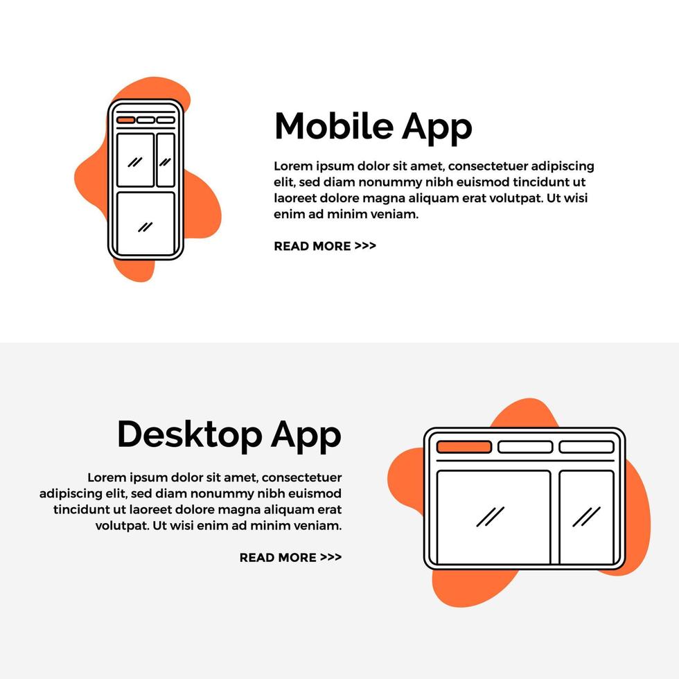 illustration layout application in mobile and desktop gadget template vector