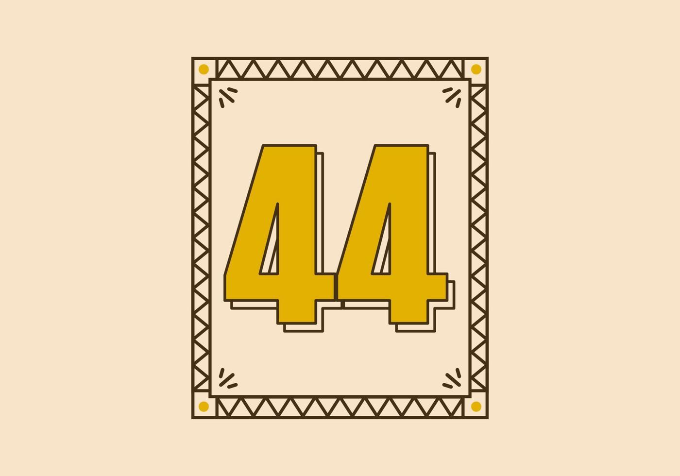 Vintage rectangle frame with number 44 on it vector