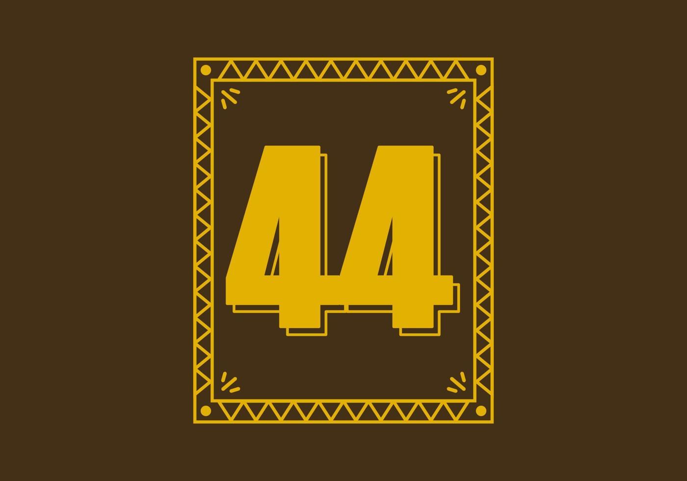 número 44 en marco de rectángulo retro vector