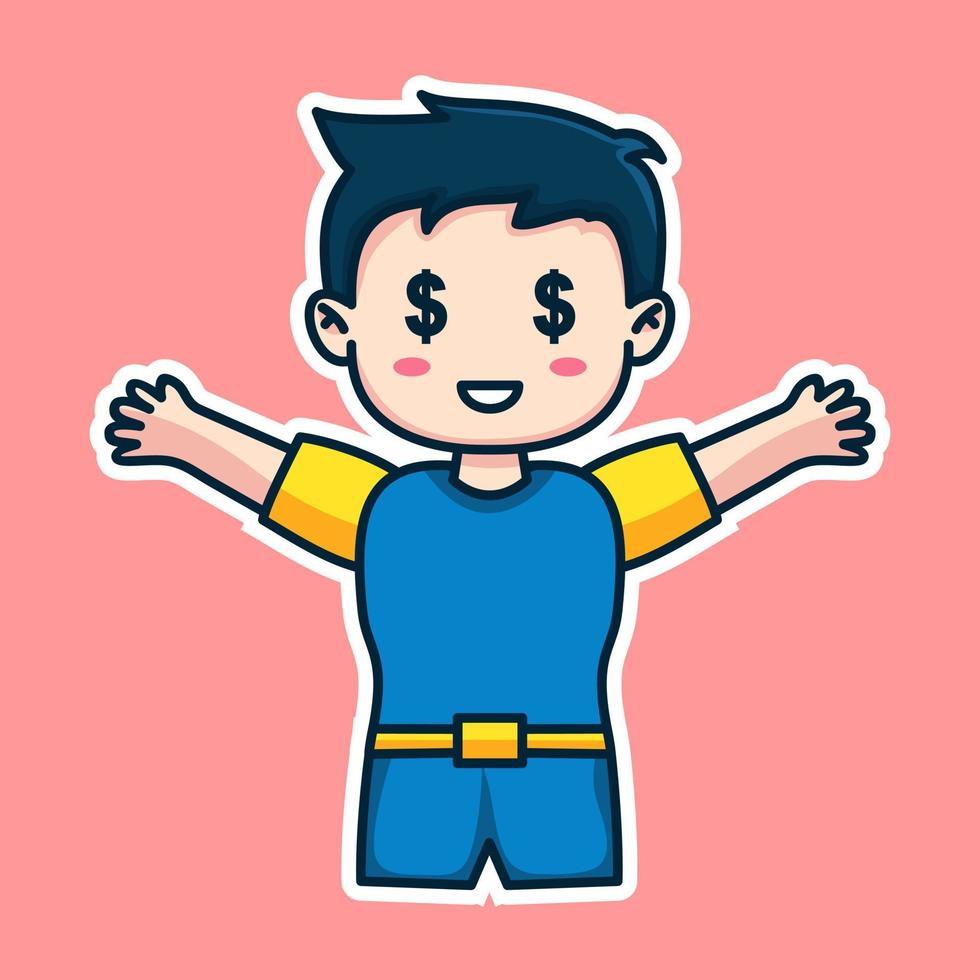 Boy expression cute sticker illustration vector